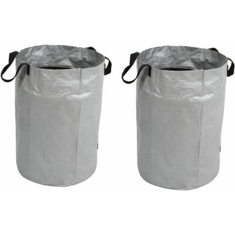 royaluxe - Sac poubelle de jardin réutilisable Feuilles épaisses 2 pièces Argent Extérieur
