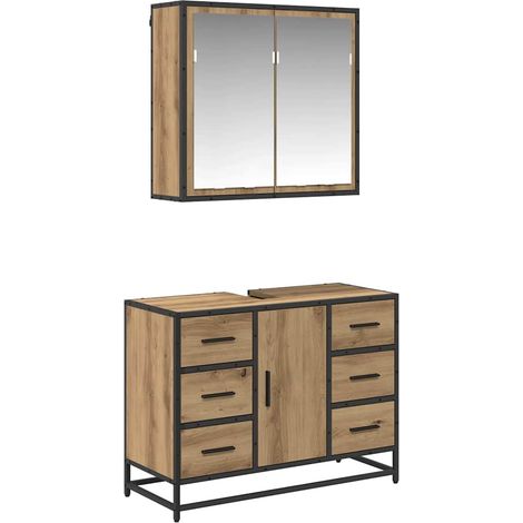 Maison Exclusive - Badezimmermöbel-Set mit Regal 2 pcs Artisan-Ei