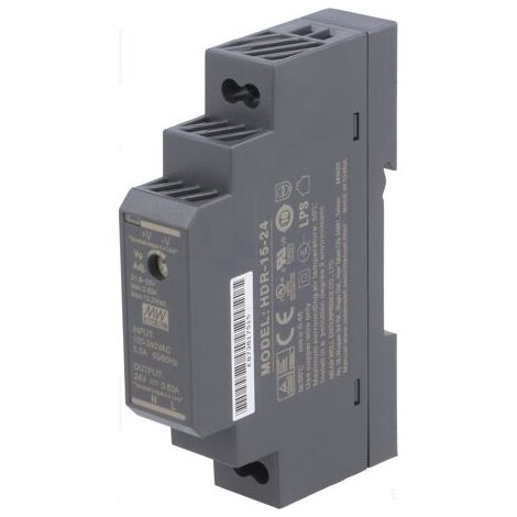 Mean Well – Alimentation rail DIN 24V 0.63A 15.2W – 1 sortie – Pour tableaux électriques – Compatible avec installations industrielles