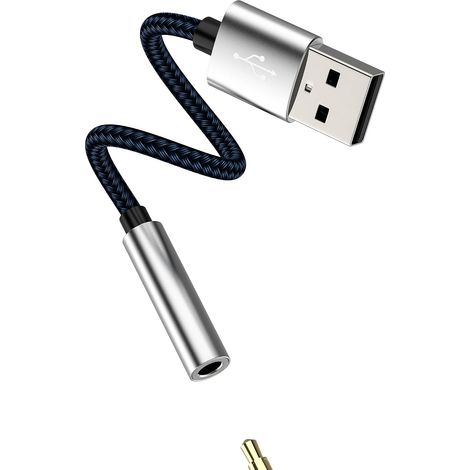 Adaptateur Mâle USB vers Jack Femelle 3.5mm AUX DAC Audio Câble Écouteur Prise HiFi Son Externe Dongle Microphone Parleur Casques Car pour PC PS5 PS4 Dongle (1/5)