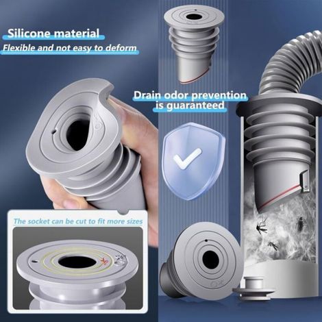 Joint Tuyau Machine A Laver - Etanchéite Anti Odeur - Pour Tuyau Evacuation 35 A 40 Mm - Silicone - 2 Pieces (1/4)
