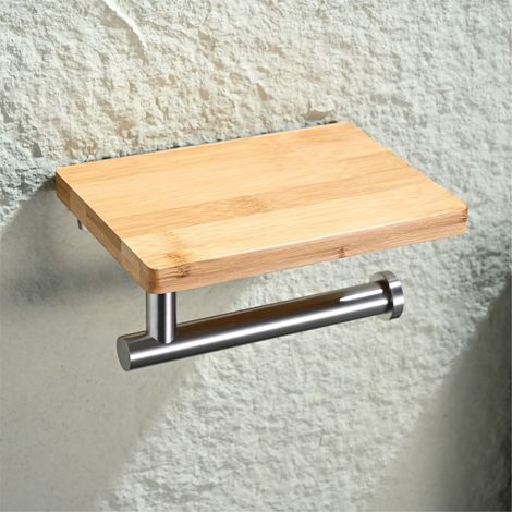 Toilet paper holder with built-in shelf, wall-mounted mobile phone holder, made of stainless steel. (1/4)