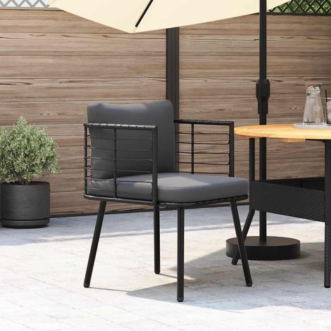 Chaise de jardin - Chaise d'extérieur avec coussins noir résine tressée fr1413 - Maison La Vie