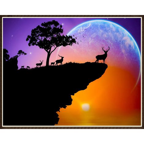 Kit DIY de peinture diamant cristal strass, broderie artistique colorée décoration murale cerf (1/5)