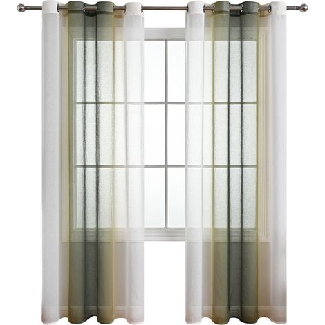 Rideaux 2 Pièces avec Oeillets - Texture Dégradée Transparente Moderne - pour Fenêtre de Séjour, Cuisine ou Chambre (1/5)