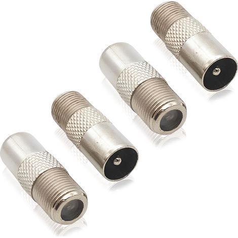 Tête de conversion TV rotative F mère (4 pièces) - L'adaptateur adopte un connecteur à vis et a subi un traitement de nickelage pour améliorer sa résistance à la corrosion et sa conductivité. (1/5)