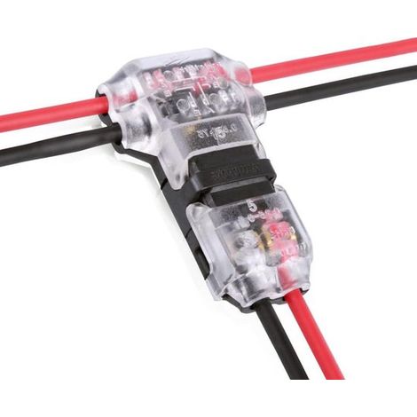 Paquete de 10 conectores de cable，Conectores en T de 2 pines de bajo voltaje，División rápida de 3 vías，Compatible con cables de 18-24 AWG (1/5)