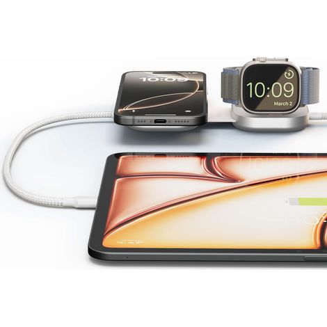 Zens Wireless Charging Cable Pro 3 Otterbox Cavo USB-C A USB-C 3 In 1 Qi2 MagSafe 15W 1.5 M Bianco (1/4)