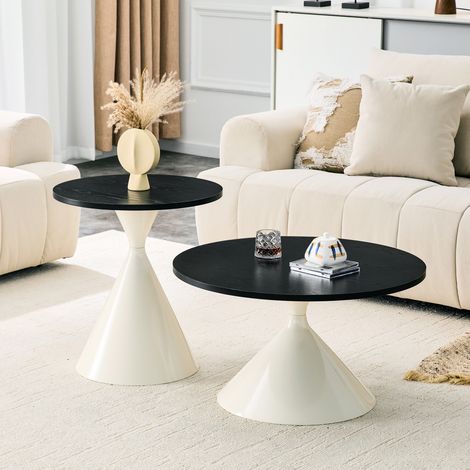 Table basse gigogne lot de 2 métal noir OKMYHOME (1/5)