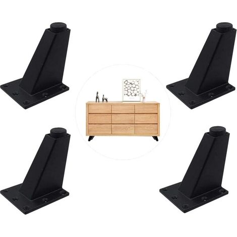 4 pièces de pieds inclinés en alliage d'aluminium, pieds inclinés pour meuble de bureau, pieds de meuble TV réglables, pieds d'armoire réglables inclinés, pieds de meuble en plastique (1/5)
