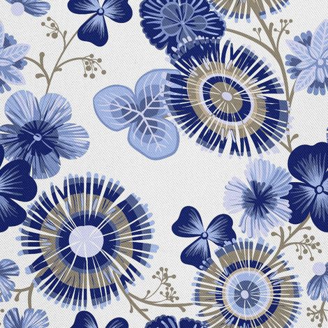 Tissus décoratifs d'extérieur Oxford - motif de fleurs bleues (1/5)