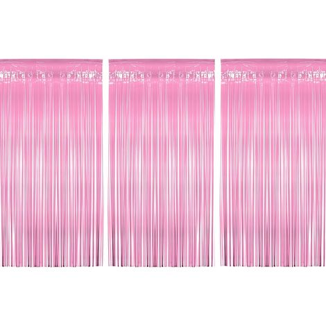 rideaux à franges métallisées, guirlandes métalliques, fond arc-en-ciel, décoration de fond pour fête d'anniversaire (rose) (1/5)
