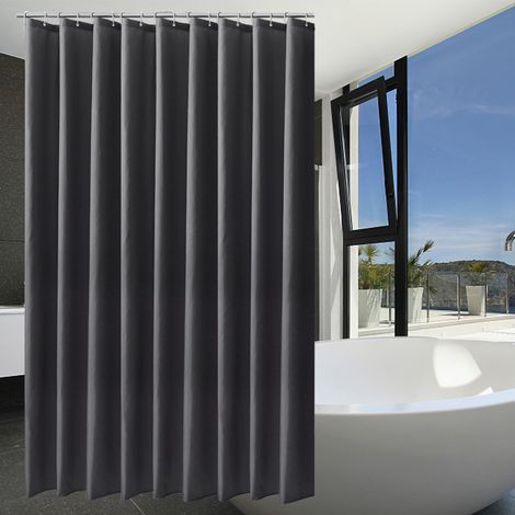 Rideaux de salle de bain en polyester anti-moisissure, imperméables et occultants, avec petits trous et crochets. (1/5)