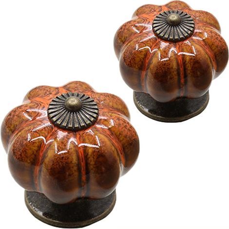pomos de cerámica para puertas, pomos de cajón con forma de calabaza de 40 mm, tiradores y pomos de armario vintage esmaltados, pomos de armario de latón con estampado de leopardo con tornillos para c (1/5)