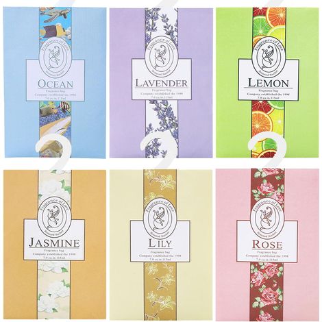 Pack of 6 Scented Wardrobe Bags, Scented Wardrobe Smells Good Home, Home Fragrance Home Scent, Deodorising Clothes Wardrobe Sachets, Lavender Closets, Car Fragrance (1/5)