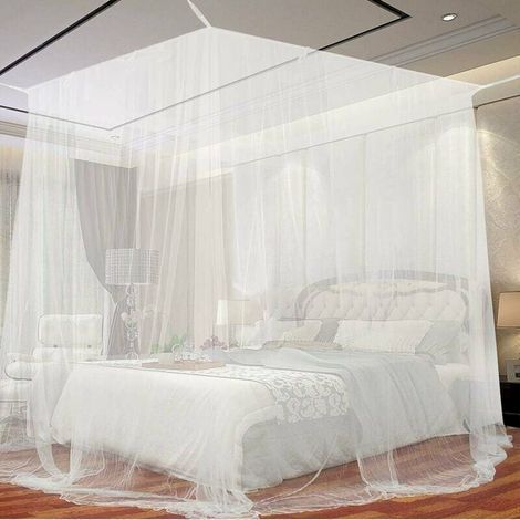 TAISHENGDA-Moustiquaire de Lit Porte Simple, Grand Carrée Moustiquaire pour Lit Extra Large, Moustiquaire Baldaquin Intérieur et Extérieur pour Lits Simples et Doubles, Blanc, 200x150x160cm（L x W x H） (1/5)