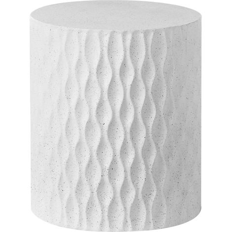 Table d'Appoint en Mgo Fibre de Verre 37 cm Forme Ronde Résistant au Vent Effet Terrazzo Blanche Antelao (1/5)
