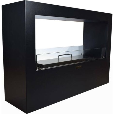 Dmora - Bioethanol-Kamin Dspedalier, Ökologischer Kamin, Rauchfreies Feuer, Heizung mit Ethanol, Made in Italy, 30x100 h70 cm, Schwarz