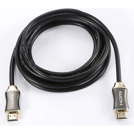 Câble HDMI mâle/mâle 2.0a 5m noir High Speed - 4K@50/60Hz - Ultra HD - Fiches Or (1/2)