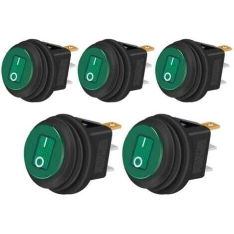 5pcs Waterproof Toggle Switch 12V 20A ON/OFF 3 Pin 2 Position Rocker Switch LED Indicator for Car Truck Boat Home Appliances (1/5)
