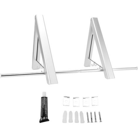Einziehbarer, wandmontierter Kleiderständer aus Aluminium, unsichtbare Wäschestange für den Balkon, silber (1/5)