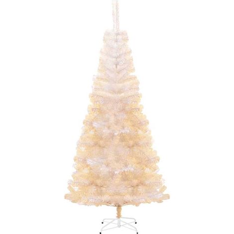 vidaXL Árbol Navidad artificial puntas iridiscentes PVC blanco 240 cm (1/2)