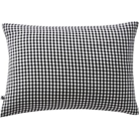 Taie d'oreiller gaze coton Vichy 50 x 70 cm noir (1/3)