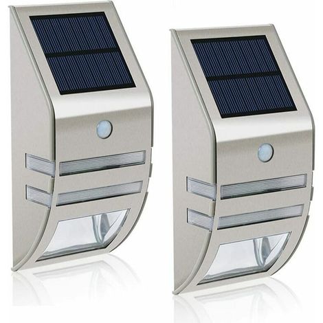2pcs lumière solaire led applique murale en acier inoxydable matériel infrarouge capteur lumière adapté pour cour, jardin, couloir (lumière blanche), BLOW (1/5)