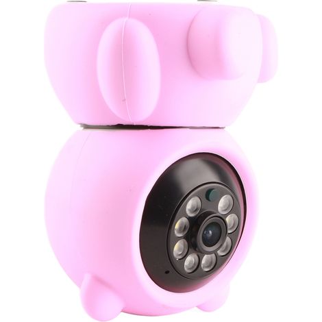 Caméra PTZ WiFi 1080p, design ours rose, visualisation à distance, vision nocturne, audio bidirectionnel, sécurité domestique, vidéosurveillance, prise 100-240 V (1/5)