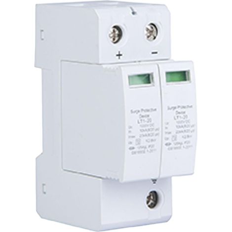 Dispositif de Parasurtenseur de Tension 2P DC 1000V Parafoudre Basse Tension Dispositif de Protection contre les Surtensions 36MM Installation de Rail à Utiliser avec Disjoncteur(10/20KA) (1/5)