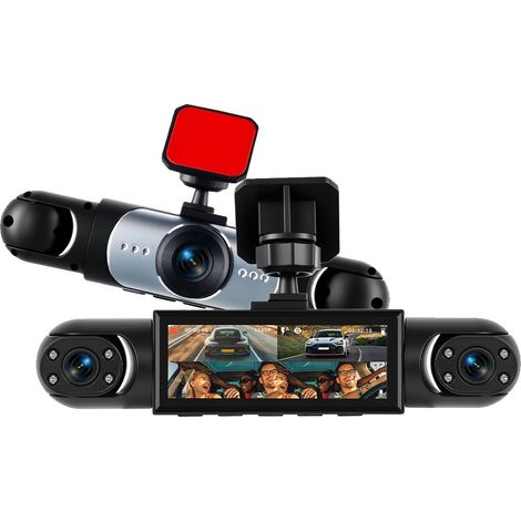 Cámara para salpicadero, visión de 360 grados, grabación en alta definición 1080p, DVR para coche con 4 lentes, 64 GB (1/5)