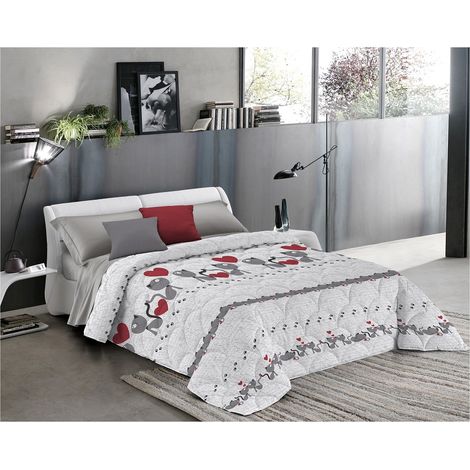 Trapunta invernale made in italy in 2 misure e 3 colori fantasia Gattini Grigio - Singolo