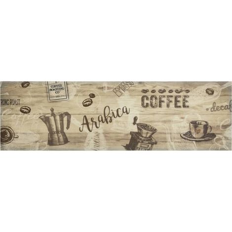 Tapis de cuisine lavable imprimé café marron 45x150 cm velours (1/5)
