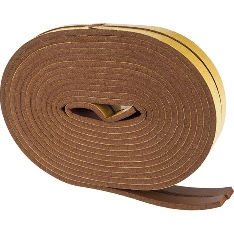 Joint adhésif en PVC marron profil 'I' – Longueur 6 mètres – Pour portes et fenêtres – Protection contre le froid et l'humidité – Geko