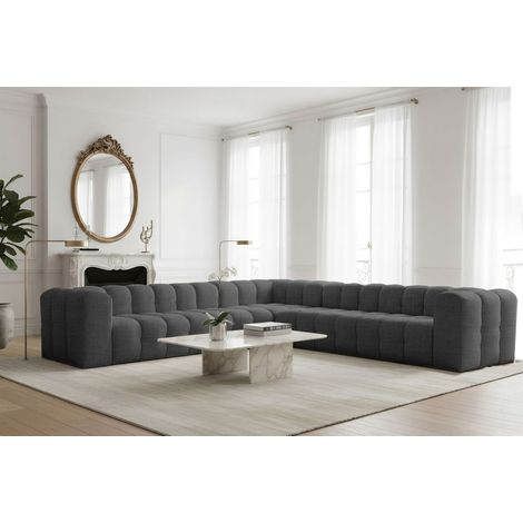 Ecksofa Designersofa SOLVIE XL in Stoff Moly Anthrazit Seite Universal