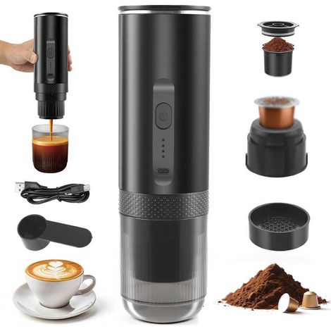 Tragbare Kaffeekapseln, Mini-Espressomaschine (20 bar Pumpendruck), kleine Reisekaffeemaschine (mit Batterie), geeignet für den Einsatz zu Hause, im Auto und beim Camping.