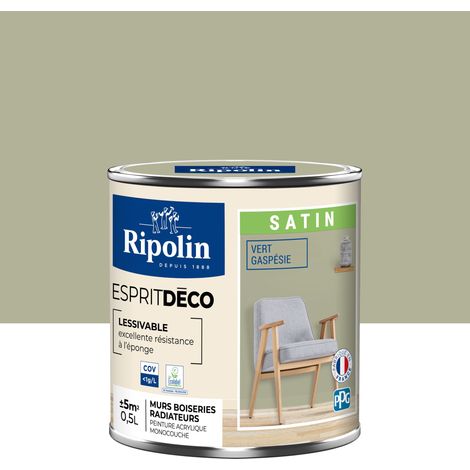 Peinture Murale Toutes Pièces - Satin - 0,5L - Vert Gaspésie - Ripolin (1/5)