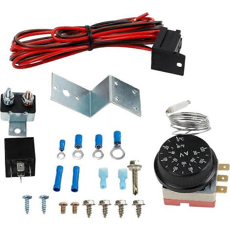 Kit de câblage pour relais de commande, thermostat de réglage du ventilateur de radiateur 12 V pour bus et camions (1/5)