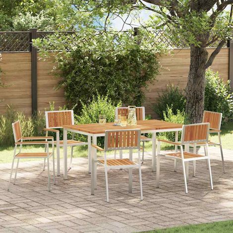 Outdoortisch-Set 7 pcs Braun Massivholz Akazie (1/5)