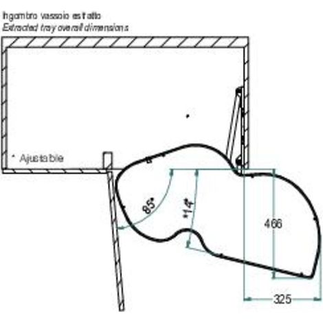 Ferrure pour meuble d'angle Combis 2 - Ikona - 2 étagères - porte 600 mm - gauche - champagne - INOXA