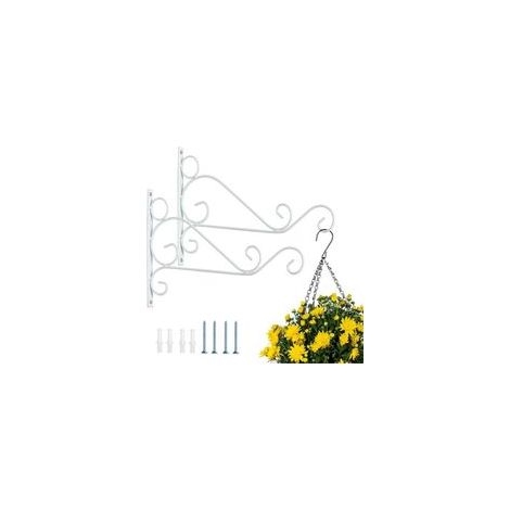 2 Pièces Supports Panier Suspendus Extérieur, Crochets Jardin Métal Blancs, Crochets 30cm Longueur pour Paniers Suspendus (1/5)