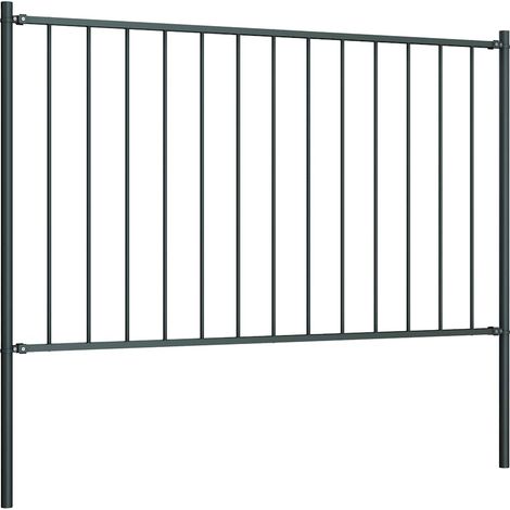 Panneau de Clôture de Jardin avec Poteaux Acier Thermolaqué Anthracite 170 x 75 cm (1/5)