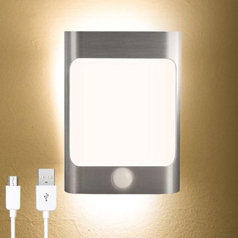 Applique murale LED sans fil avec détecteur de mouvement, lampe 1 W, veilleuse pour escaliers, couloir, chambre à coucher, 2 pièces (1/5)