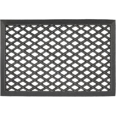 Paillasson rectangulaire en caoutchouc losange M - Noir - L 59,5 x l 39,5 cm - Livraison gratuite (1/4)