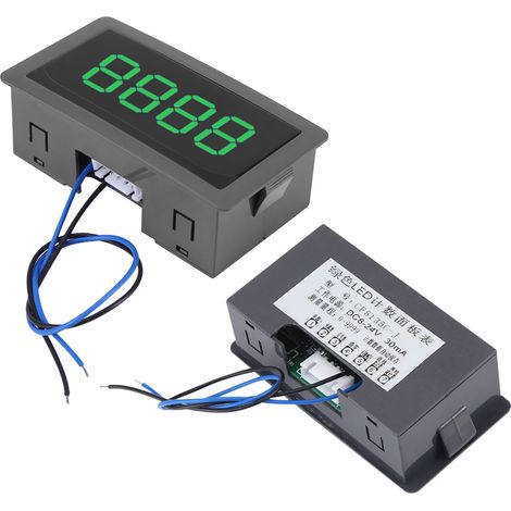Compteur numérique LED 4 chiffres 0 à 9999 affichage vert panneau mesure avec comptage/décomptage plus/moins (1/5)