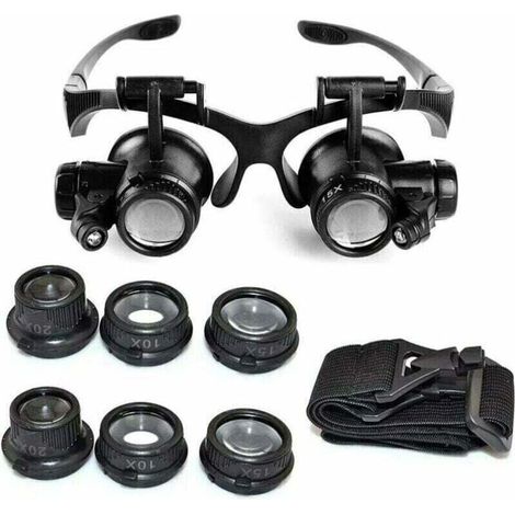 YMYNY Loupe Serre Tête Loupe Frontale Lunettes grossissantes Allumage LED Grossissements de 10x, 15x, 20x et 25x (1/4)