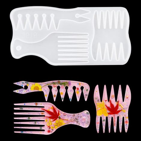 1 Stück Kamm-Silikonform, Kamm-Harzform mit breiten Zinken, Afro Co