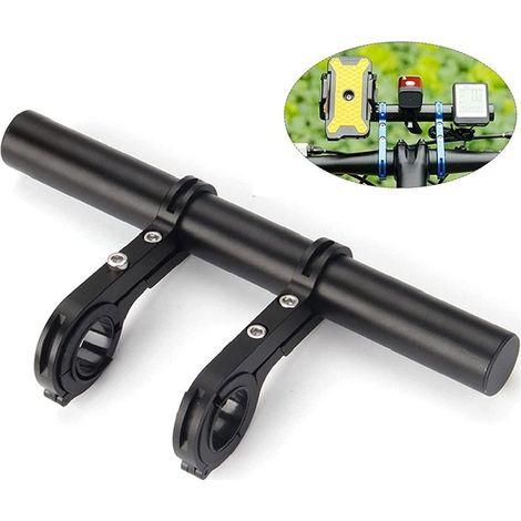 Extension de guidon de vélo, 20 cm multifonction double rallonge de guidon de vélo en alliage d'aluminium support extension support de lampe de poche accessoires de vélo (1/5)