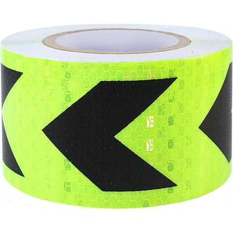 Ruban réfléchissant, ruban réfléchissant haute intensité avec flèche, autocollant, ruban de signalisation (vert noir) (1/5)