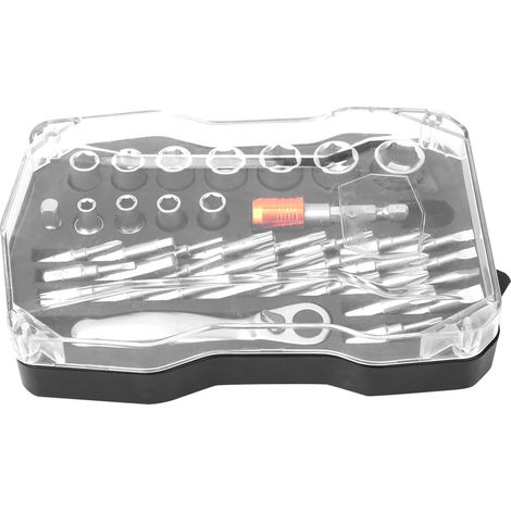 Clé À Douille - Manche À Cliquet 1/4 Pouces - Jeu De Tournevis À Cliquet Mini Avec Manche Ergonomique Et Douilles En Acier Chrome-Vanadium - 41 Pièces (1/5)